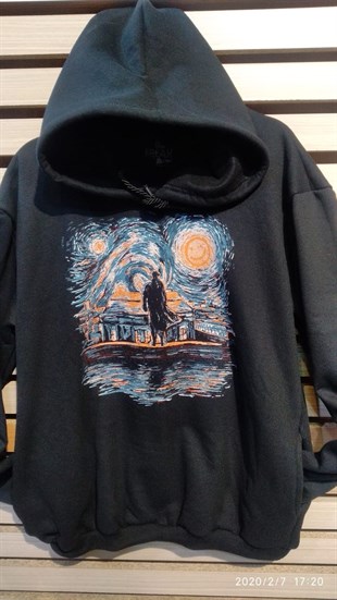 Unisex Siyah Sherlock Holmes Yıldızlı Gece Hoodie