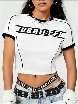 Usa Kısa Kollu Crop Bluz