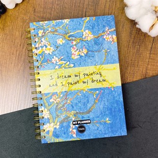 Van Gogh Tasarımlı Spiralli Çizgili Defter