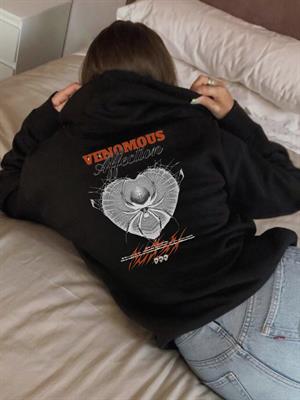 Venomous Baskılı Siyah Kapşonlu Sweatshirt 