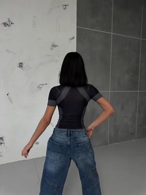 Vintage Black Mısbhv Kısa Kollu Çıtçıtlı Body