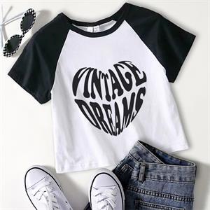 Vintage Dreams Baskılı Reglan Kol Beyaz Crop