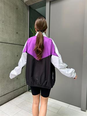 Vintage Mor Baggy Paraşüt Kumaş Kolej Ceket Antrasit Eşofman