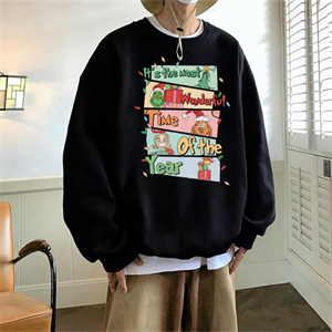 Vintage Year Baskılı Siyah Unisex Oversize Bisiklet Yaka Sweatshirt