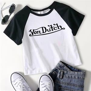 Von Dutch Baskılı Reglan Kol Beyaz Crop