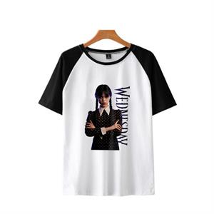 Wednesday Addams Baskılı Reglan Kol Beyaz Unisex Oversize T-shirt