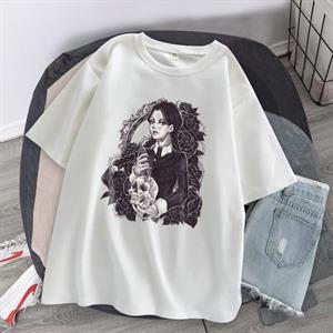 Wednesday Baskılı Beyaz Unisex Oversize T-shirt