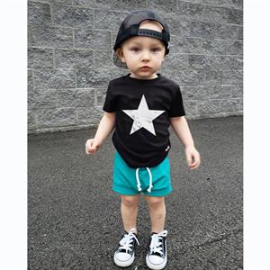 White Star Baskılı Siyah Çocuk T-shirt