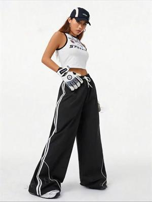 Y2K Detail Unisex Black Eşofman Altı