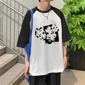 Y2k Face And Eyes Beyaz Reglan Kol Oversize T-shirt