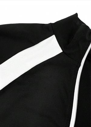 Y2k Fermuarlı Nakış İşleme Siyah Crop 