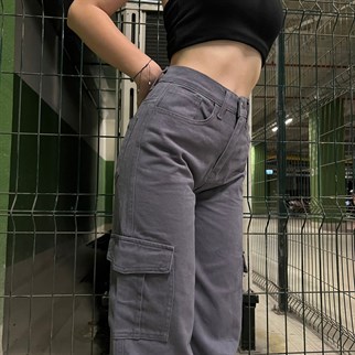 Y2K GRİ KARGO PANTOLON