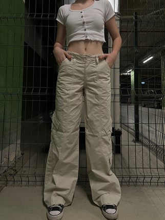 Y2K KREM KARGO PANTOLON