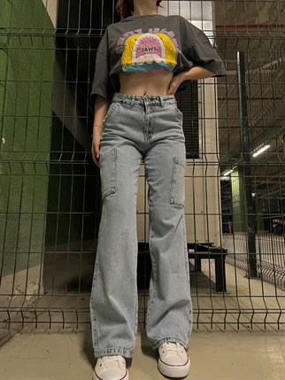 Y2K MAVİ KARGO PANTOLON