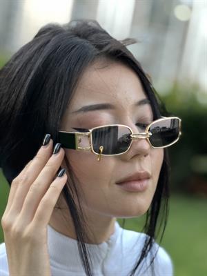 Y2K Piercing Detay UV Korumalı Siyah Renk Bakır Uçlu Güneş Gözlüğü 