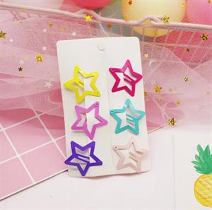 Y2K Rainbow Star 6li Yıldız Çıt Çıt Toka