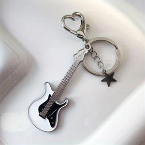 Y2K Renk Bloklu Gitar ve Yıldız Kolye Anahtarlık