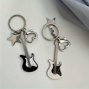 Y2K Renk Bloklu Gitar ve Yıldız Kolye Anahtarlık