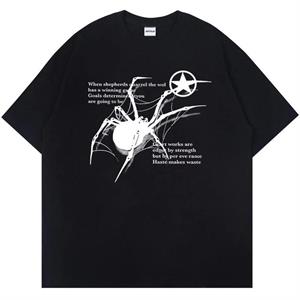 Y2k Spider Baskılı Siyah T-shirt
