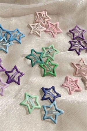 Y2K Star 6lı Karışık Renk  Yıldız Çıt Çıt Toka