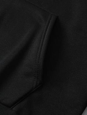 Y2k Star Baskılı Siyah Kapşonlu Sweatshirt 