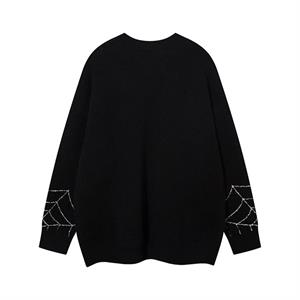 Y2K Streetwear Spider Web Oversize Unisex Siyah Kazak