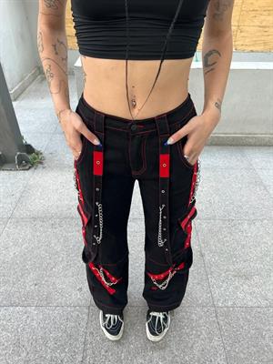 Y2k Touz Chain Street Wear  Tactical Kargo Cepli Oversize Unisex Pantolon