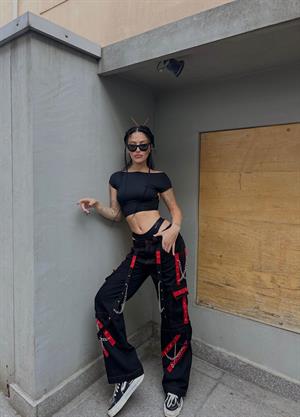 Y2k Touz Chain Street Wear  Tactical Kargo Cepli Oversize Unisex Pantolon