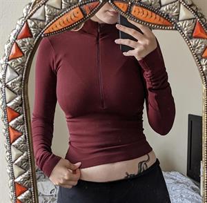 Yarım Fermuarlı Bordo Kaşkorse Crop