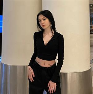 Yarım Fermuarlı Siyah Kaşkorse Crop