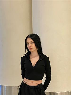 Yarım Fermuarlı Siyah Kaşkorse Crop