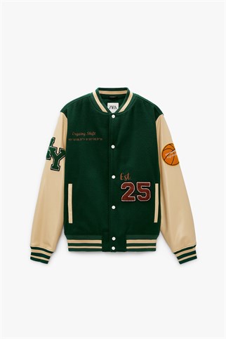 Yeşil Crystal 1989 Oversize Unisex Kolej Ceket