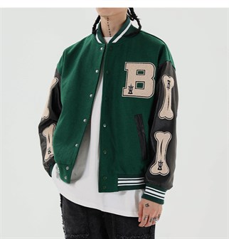 Yeşil Harajuku Bone Oversize Unisex Kolej Ceket