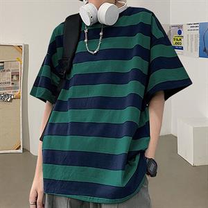 Yeşil Siyah Çizgili Unisex Oversize T-shirt