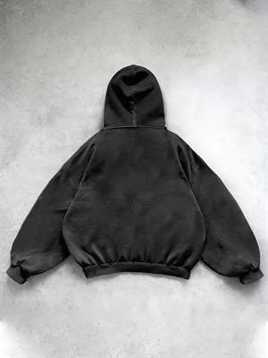 Yıkamalı 07 Retro Baskılı Vintage Kapüşonlu Sweatshirt