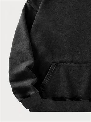 Yıkamalı 07 Retro Baskılı Vintage Kapüşonlu Sweatshirt