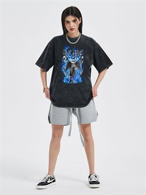 Yıkamalı Art Winged Unisex Eskitme T-shirt