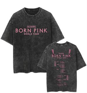 Yıkamalı Born Pink Baskılı Unisex Oversize Vintage T-shirt