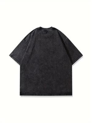 Yıkamalı Dragon Baskılı Unisex Oversize Vintage T-shirt