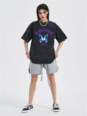Yıkamalı Evolution Butterfly Unisex Eskitme T-shirt