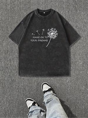 Yıkamalı Hang On To Your Dreams Baskılı Unisex Oversize Vintage T-shirt