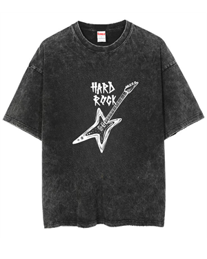 Yıkamalı Hard Rock Baskılı Unisex Oversize Vintage T-shirt