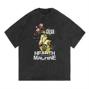 Yıkamalı Heart Machine Unisex Eskitme T-shirt