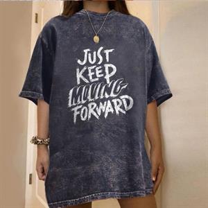 Yıkamalı Just Keep Unisex Eskitme T-shirt