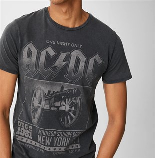 Yıkamalı Kumaş AC/DC Unisex T-Shirt