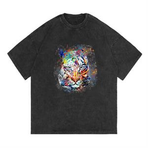 Yıkamalı Painted Lion Unisex Eskitme T-shirt
