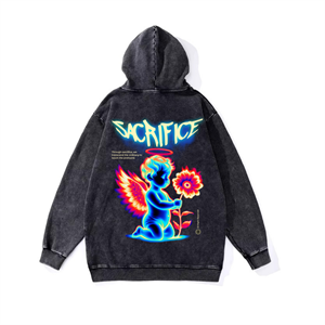 Yıkamalı Sacrifice Vintage Kapüşonlu Sweatshirt