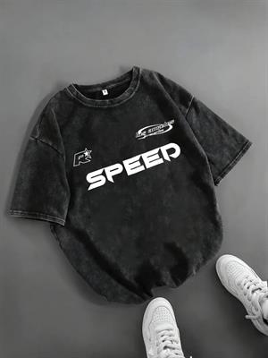 Yıkamalı Speed Oversize Vintage T-shirt