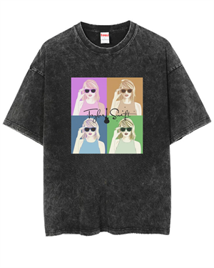 Yıkamalı Taylor Swift Oversize Vintage T-shirt