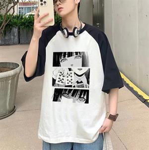 Yumeko Jabami Baskılı Reglan Kol Beyaz Unisex Oversize T-shirt